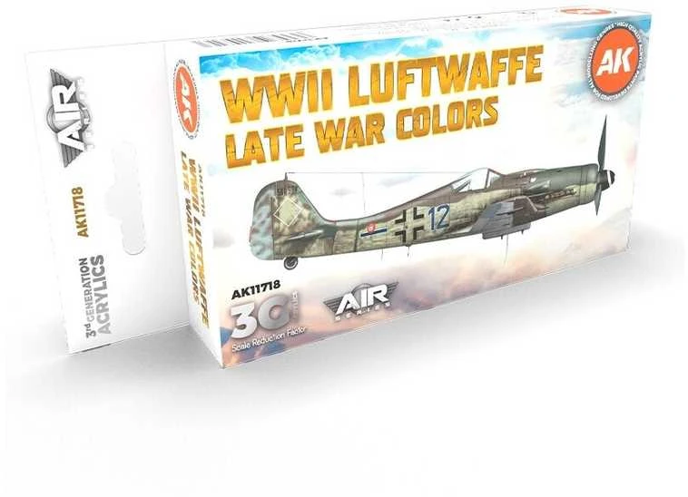 AK Interactive 3rd Gen akrilinių dažų rinkinys Luftwaffe vėlyvojo karo, AK11718