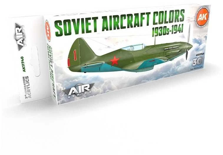 AK Interactive 3rd Gen akrilinių dažų rinkinys SSRS lėktuvams 1930–41, AK11740