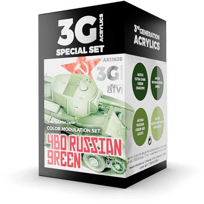 AK Interactive 4BO Russian Žalias moduliacijos akrilinių dažų rinkinys