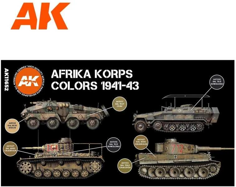AK Interactive Afrika Korps 1941-43 akrilinių dažų rinkinys, 6 spalvos