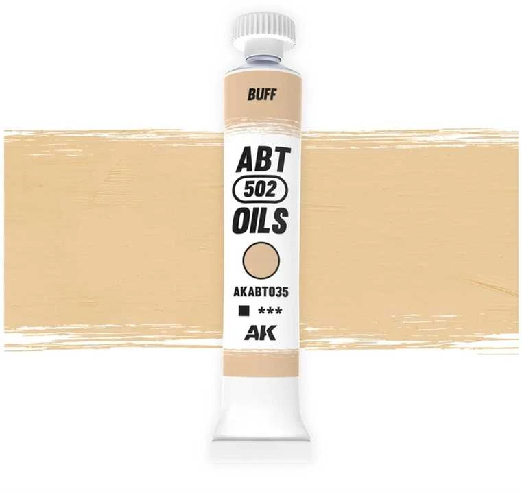 Ak Interactive AK ABT502 aliejiniai dažai „Buff“ modeliavimui, kodas AKABT035