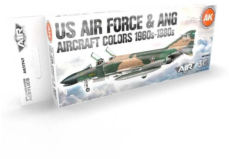 AK Interactive akrilinių dažų rinkinys USAF 1960–80, 8 spalvos (AK11747)