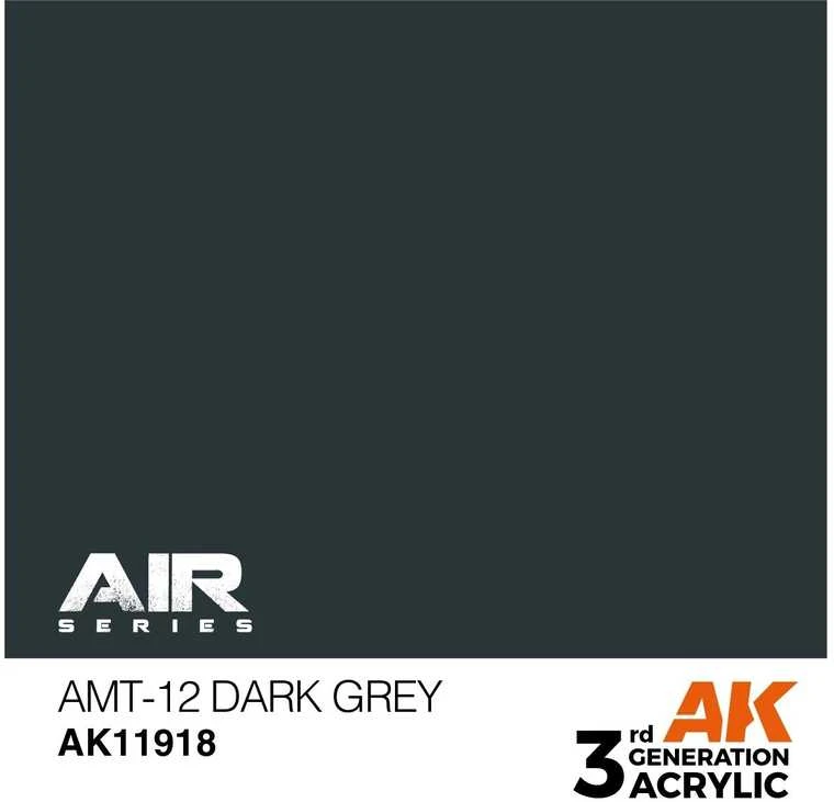AK Interactive AMT-12 tamsiai pilki akriliniai dažai AIR modeliams, 17 ml