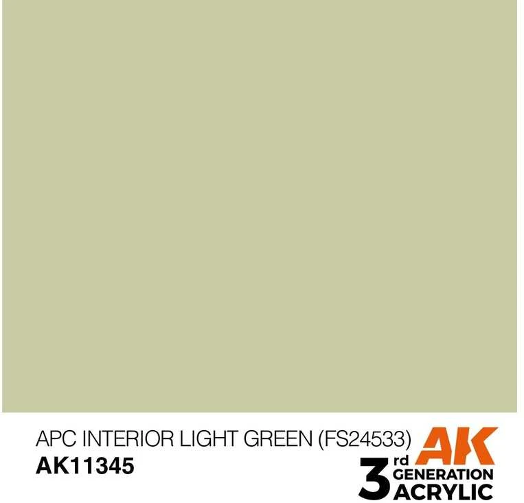 AK Interactive APC Interior Light Žalias FS24533 AFV akriliniai dažai 17ml