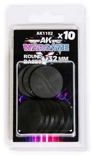 AK Interactive apvalios 32 mm miniatiūrų bazės, 10 vnt.