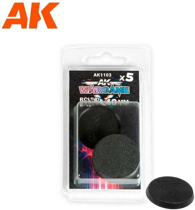 AK Interactive apvalios bazės miniatiūroms 40 mm, rinkinys 5 vnt.