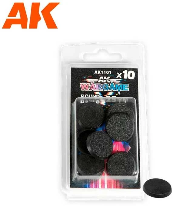 AK Interactive apvalios bazės miniatiūroms 25 mm, 10 vnt