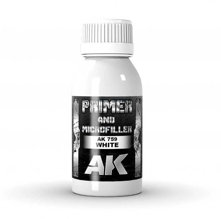 AK Interactive baltas gruntas ir mikroužpildas aerografui 100ml