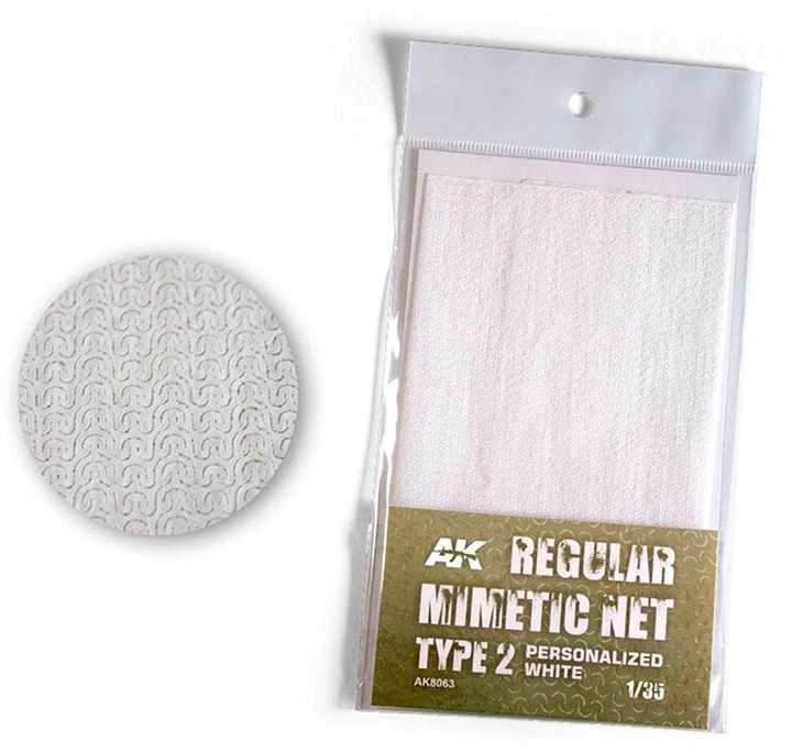 AK Interactive baltas kamufliažo tinklas, tipas 2, 1/35, AK8063