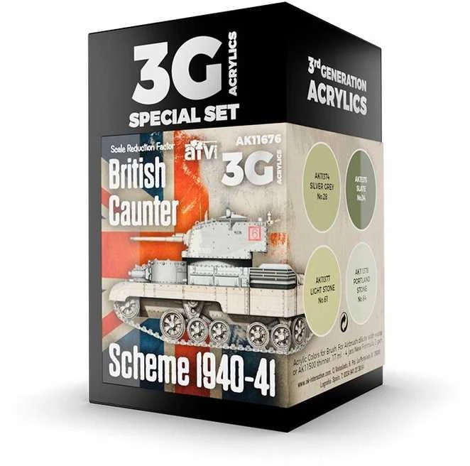 AK Interactive British Caunter Scheme akrilinių dažų rinkinys 1940–41