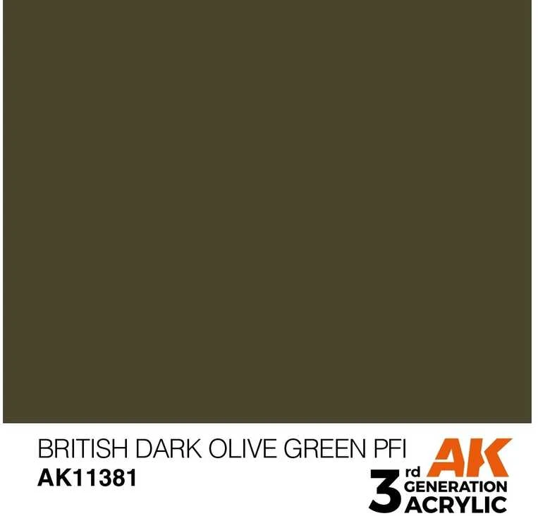 AK Interactive British Dark Olive Žalias PFI akriliniai dažai 17ml