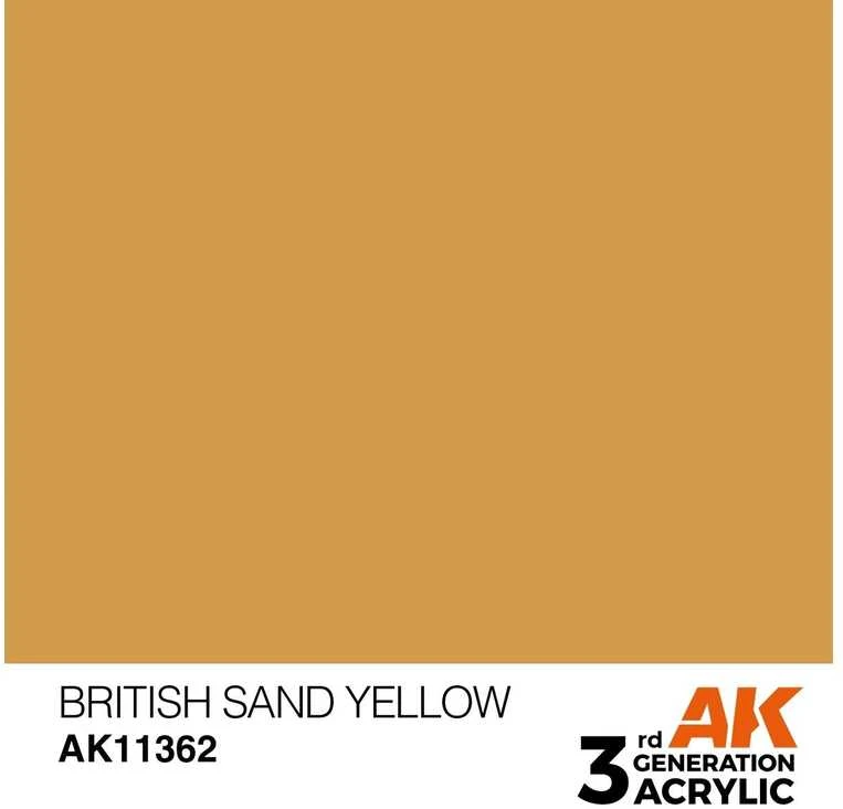 AK Interactive British Sand Geltona akriliniai dažai karinei technikai 17ml