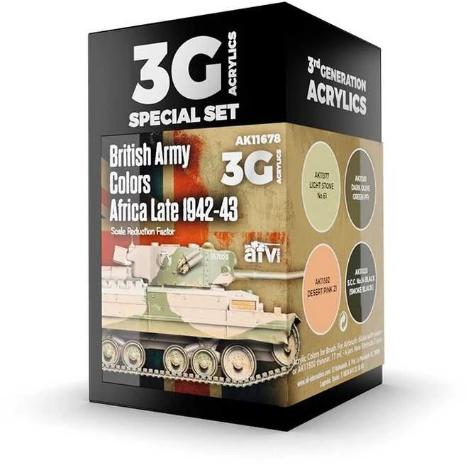 AK Interactive Britų armijos Afrikos spalvos 1942-43 akrilo rinkinys