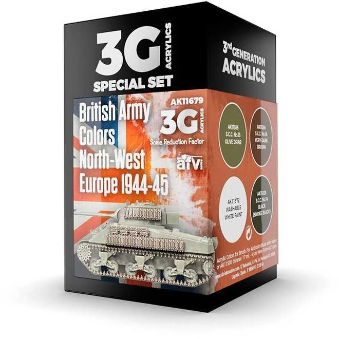 AK Interactive Britų armijos akriliniai dažai 1944–45, 4 spalvos