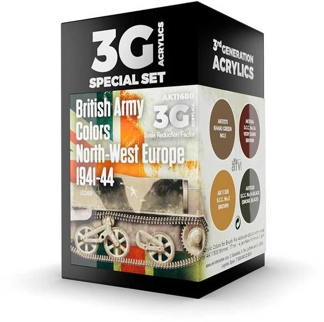 AK Interactive Britų armijos dažai N-V Europa 1941–44 akrilinis rinkinys