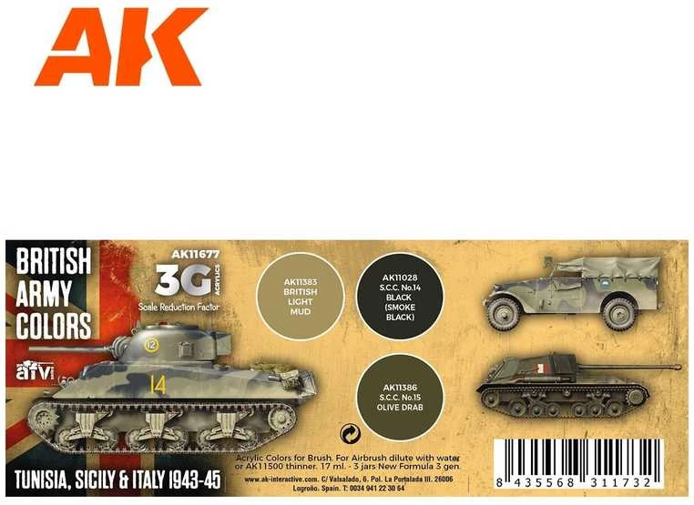 AK Interactive Britų armijos dažai Tunisas Sicilija Italija 1943–45, akrilas