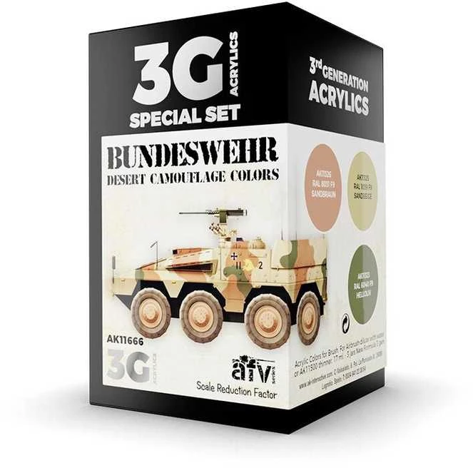 AK Interactive Bundeswehr dykumos kamufliažo akrilinių dažų rinkinys