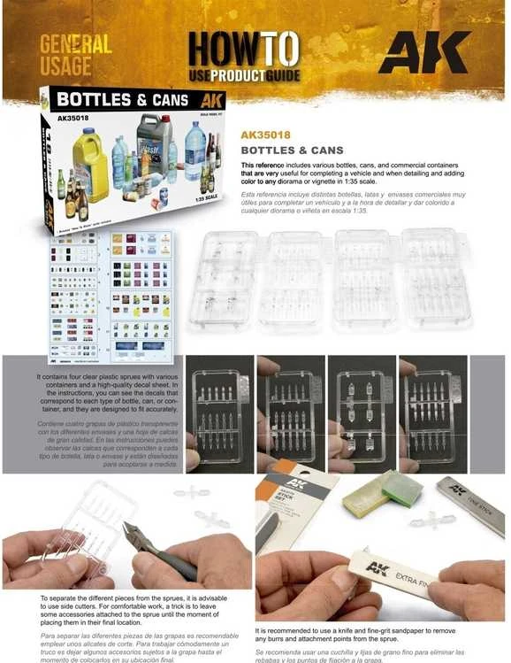 AK Interactive buteliai ir skardinės 1/35 mastelio rinkinys