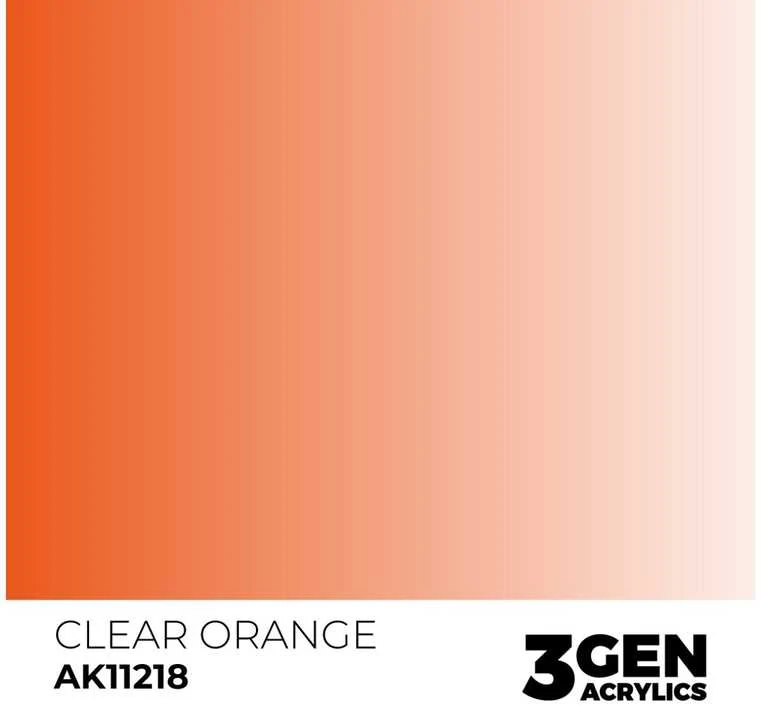 AK Interactive Clear Oranžinis akriliniai dažai, 3 gen., 17 ml