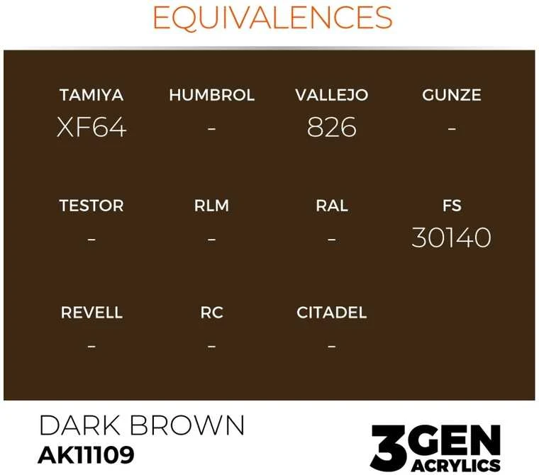 AK Interactive Dark Brown 3rd Gen akriliniai dažai 17 ml
