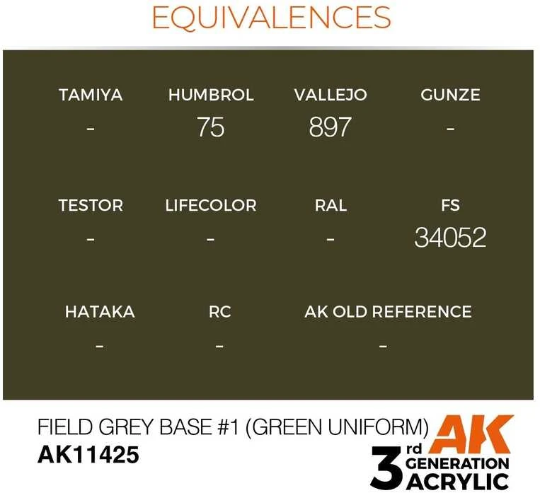 AK Interactive Field Pilkas Base #1 akriliniai dažai figūrėlėms 17ml
