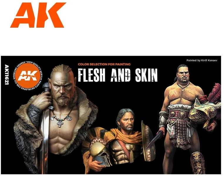 AK Interactive Flesh & Skin 3Gen akriliniai odos atspalvių dažai, 6 vnt.