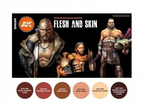 AK Interactive Flesh & Skin 3Gen akriliniai odos atspalvių dažai, 6 vnt.