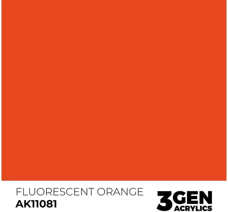 AK Interactive Fluorescenciniai Oranžiniai Akriliniai Dažai 3 Kartos 17ml