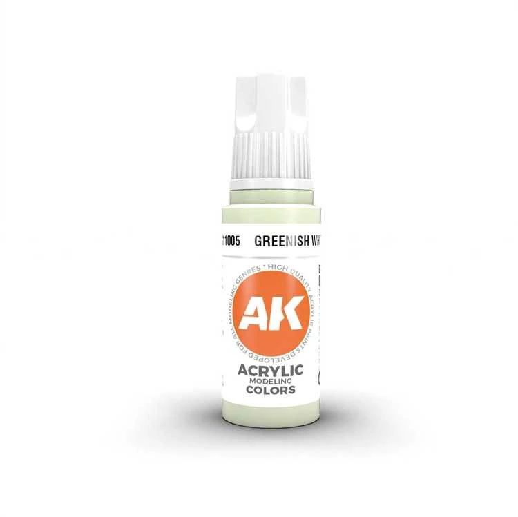 AK Interactive Greenish Baltas 3 kartos akriliniai dažai 17ml AK11005