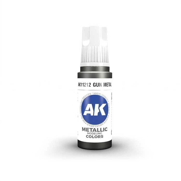 AK Interactive Gun Metal akriliniai modelių dažai 17ml, 3 gen.