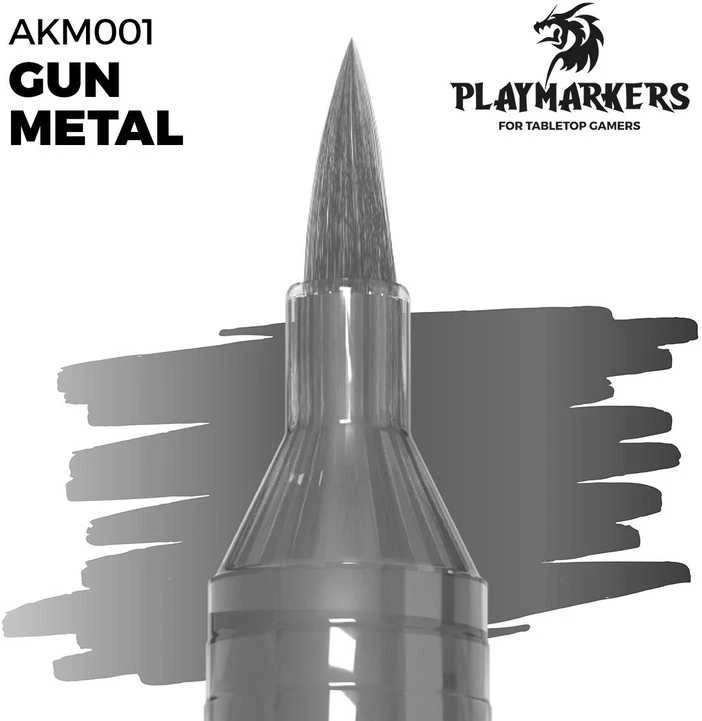 AK Interactive Gun Metal akrilinis dažų žymeklis su teptuko galiuku
