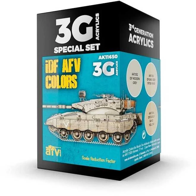 AK Interactive IDF AFV spalvos 3rd Gen akrilinių dažų rinkinys