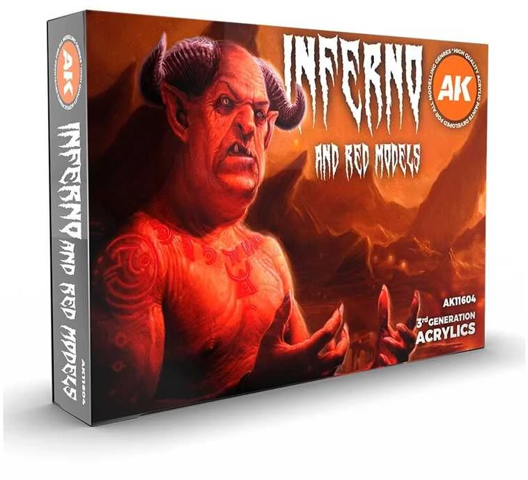 AK Interactive Inferno & Raudona 3rd Gen akrilinių dažų rinkinys, 6 spalvos
