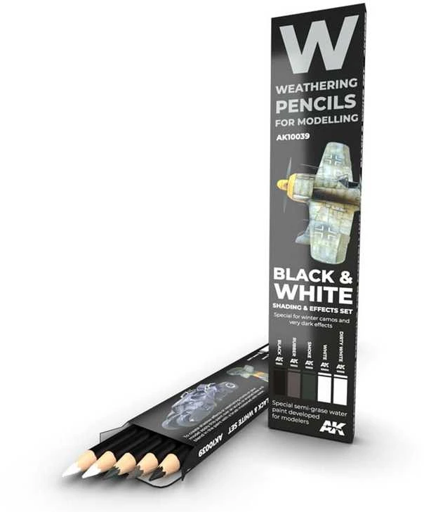 AK Interactive juodai balti weathering pieštukai, 5 vnt. AK10039
