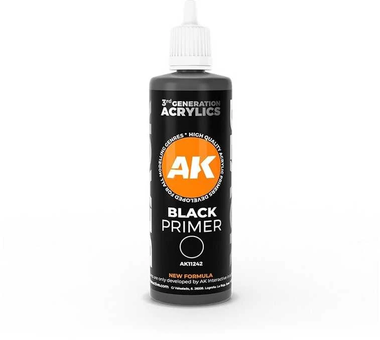 AK Interactive juodas akrilinis 3rd Gen gruntas, 100 ml