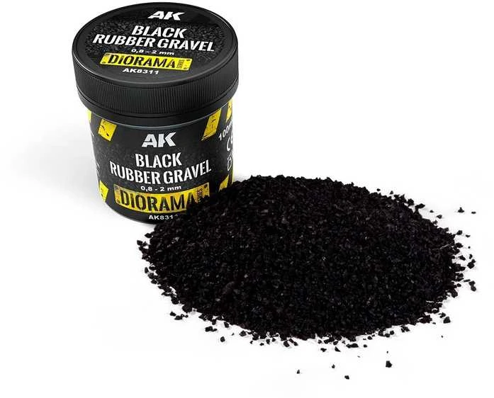 AK Interactive juodas guminis žvyras scenografijai 0.8–2 mm, 100 ml