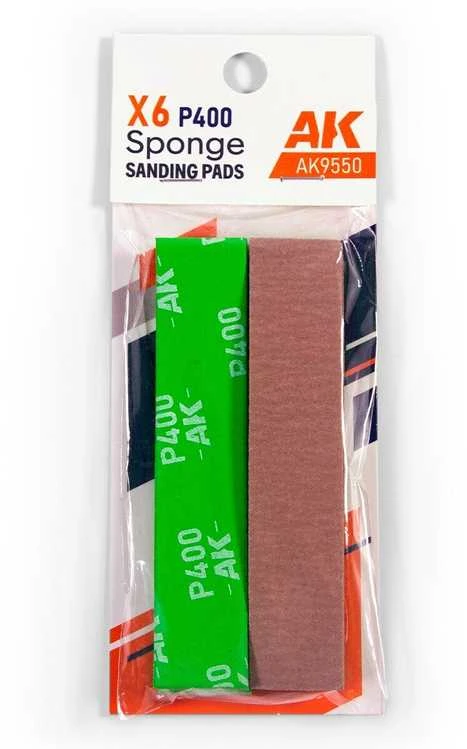 AK Interactive lankščios P400 šlifavimo kempinėlės, 6 vnt.