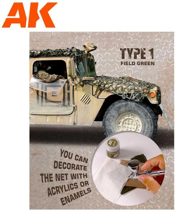 AK Interactive lauko žalias kamufliažinis tinklas 1/35 AK8066