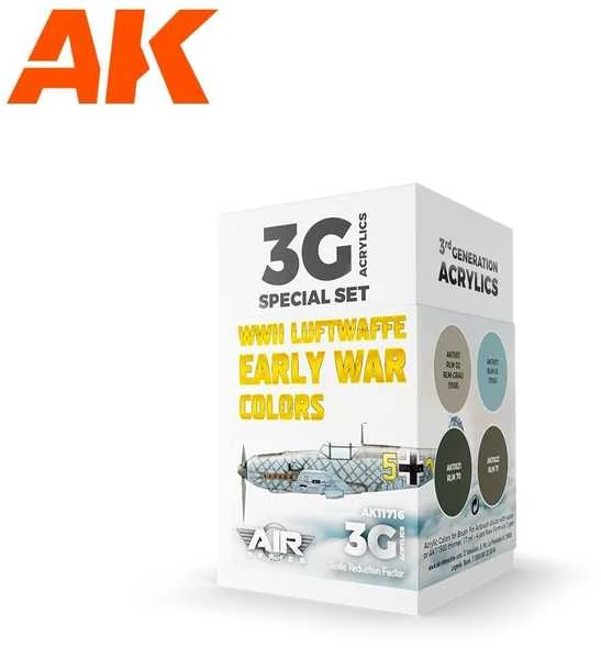 AK Interactive Luftwaffe ankstyvojo karo akrilinių dažų rinkinys