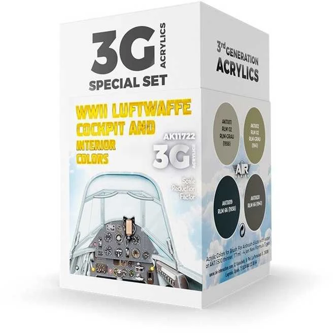 AK Interactive Luftwaffe kabinos akrilinių dažų rinkinys 3rd Gen AK11722