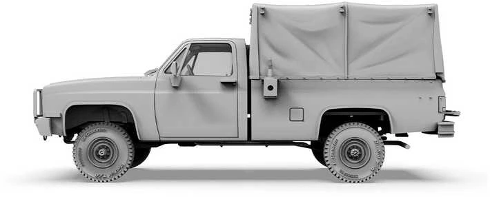AK Interactive M1008 Cargo Carrier su tentu 1/35 plastikinis karinis rinkinys