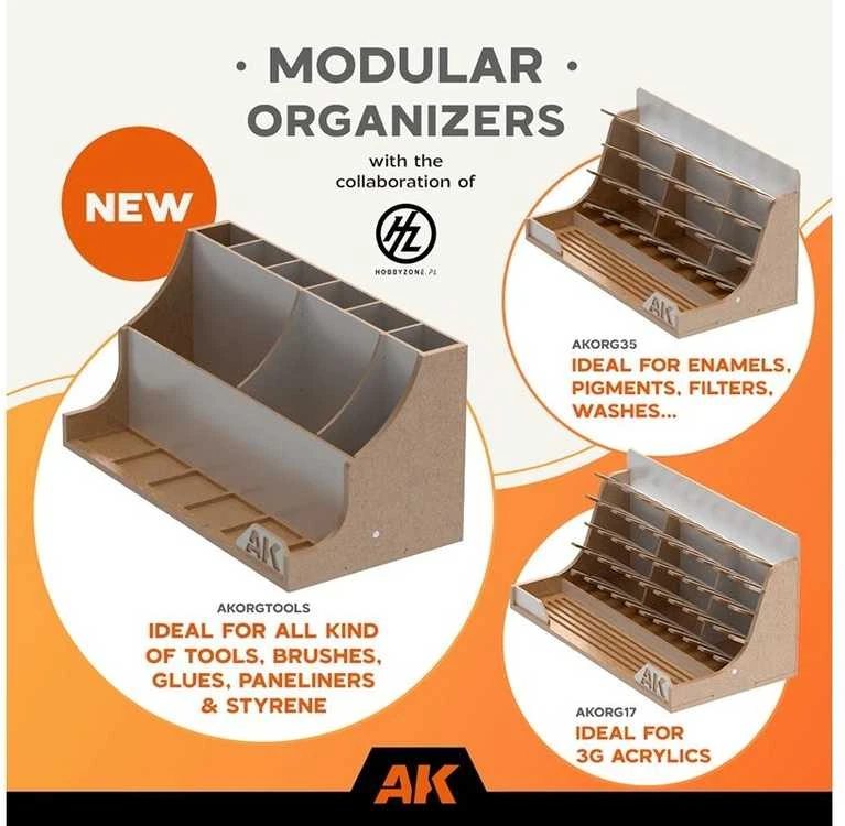 AK Interactive modulinis įrankių ir dažų stalo organizatorius