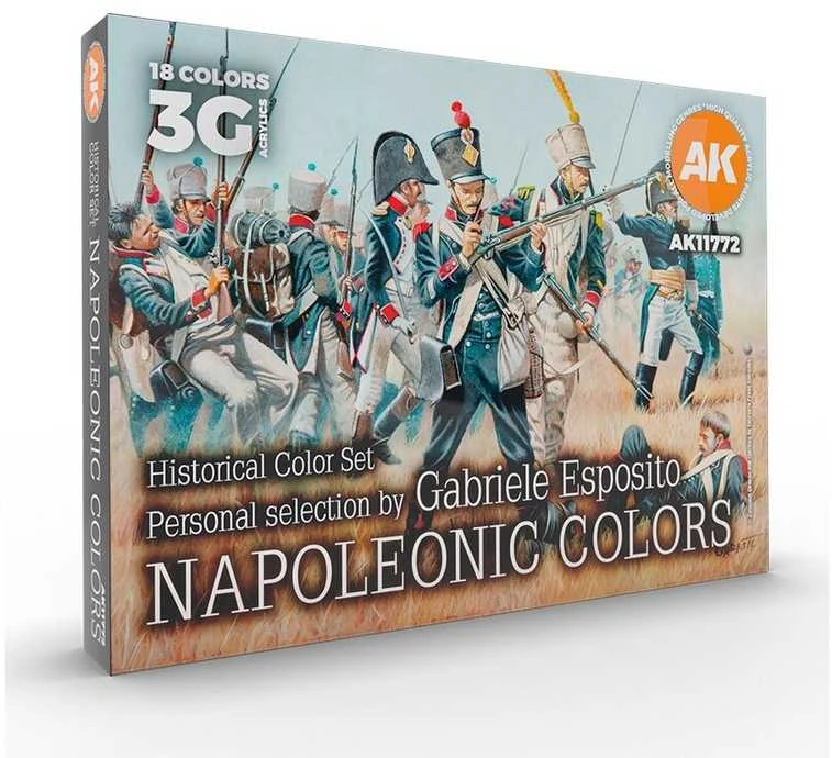 AK Interactive Napoleono uniformų akrilinių dažų rinkinys, 18 spalvų