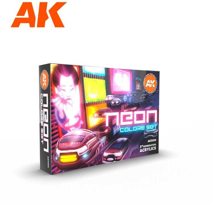 AK Interactive neoniniai akriliniai dažai, fluorescencinis rinkinys 6 vnt.