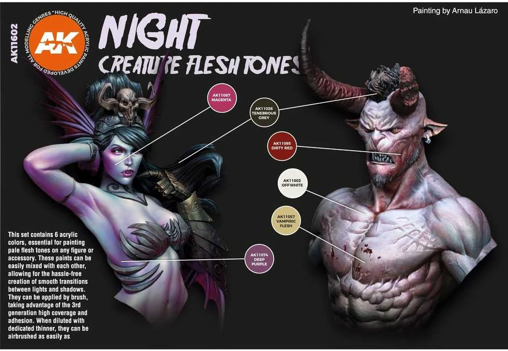 AK Interactive Night Creature oda, akrilinių dažų rinkinys (6 spalvos)