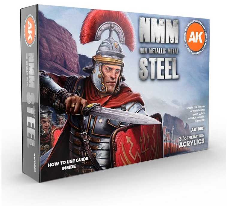 AK Interactive NMM Steel akrilinių dažų rinkinys, 6 spalvos
