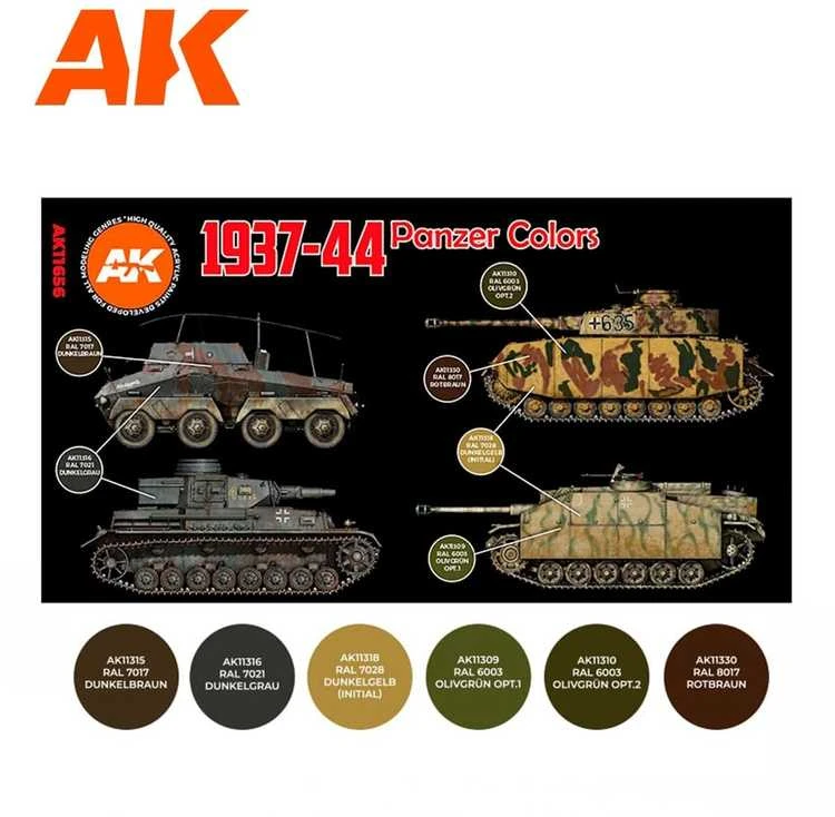 AK Interactive Panzer 1937–44 akrilinių dažų rinkinys tankų kamufliažui