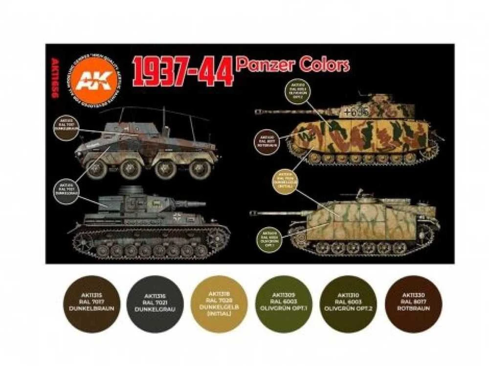 AK Interactive Panzer 1937–44 akrilinių dažų rinkinys tankų kamufliažui