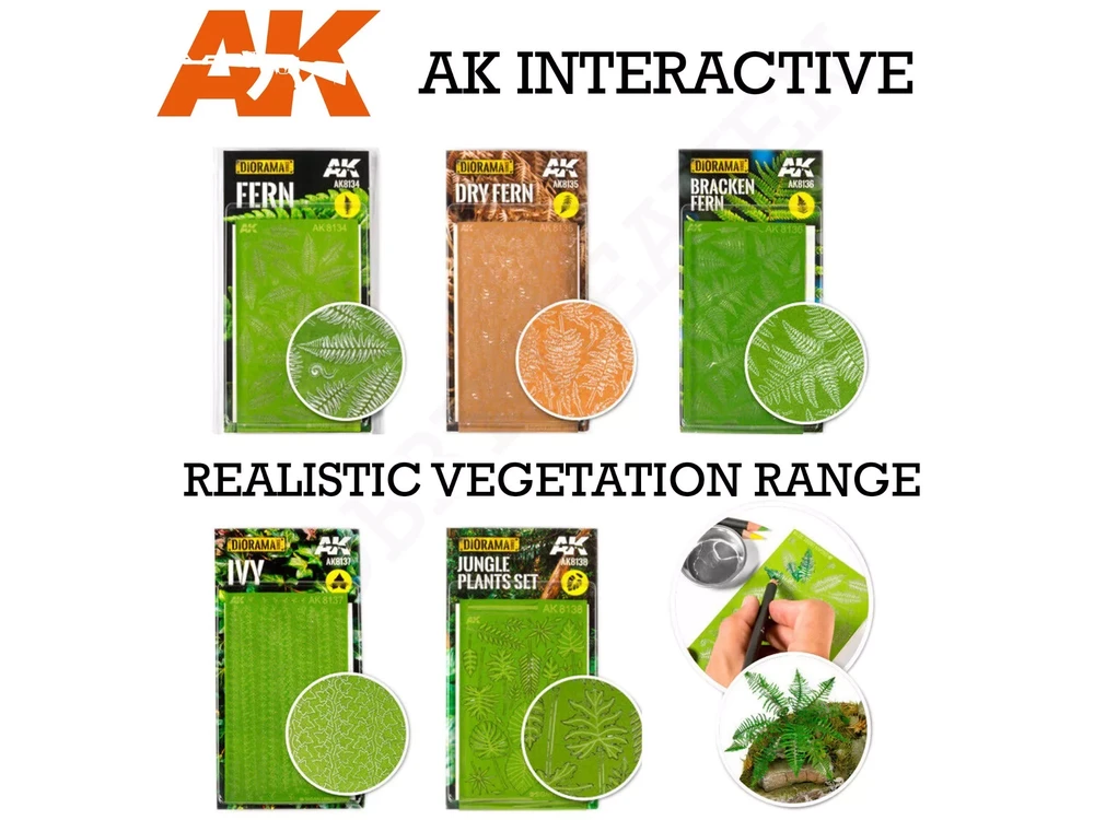 AK Interactive paparčiai dioramoms 1:32/1:35 lazeriu pjaustyti