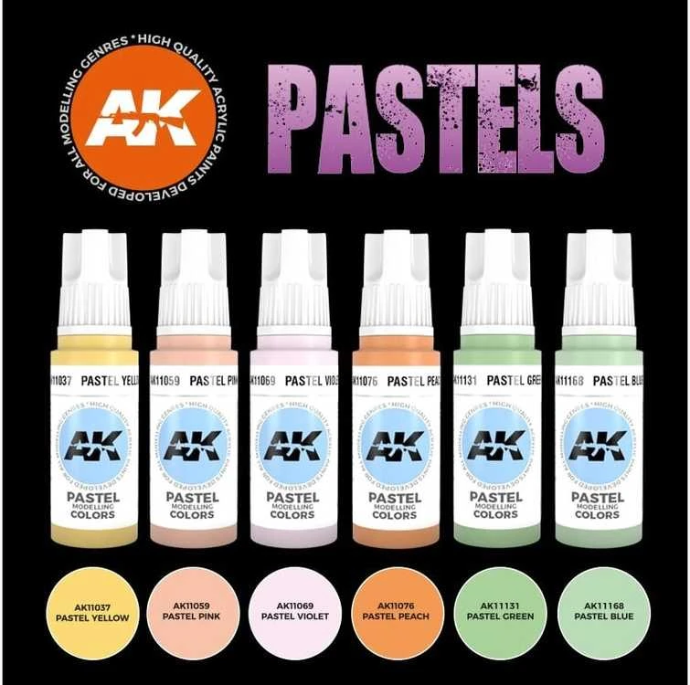 AK Interactive Pasteliniai akriliniai dažai 3 gen. rinkinys 6 vnt